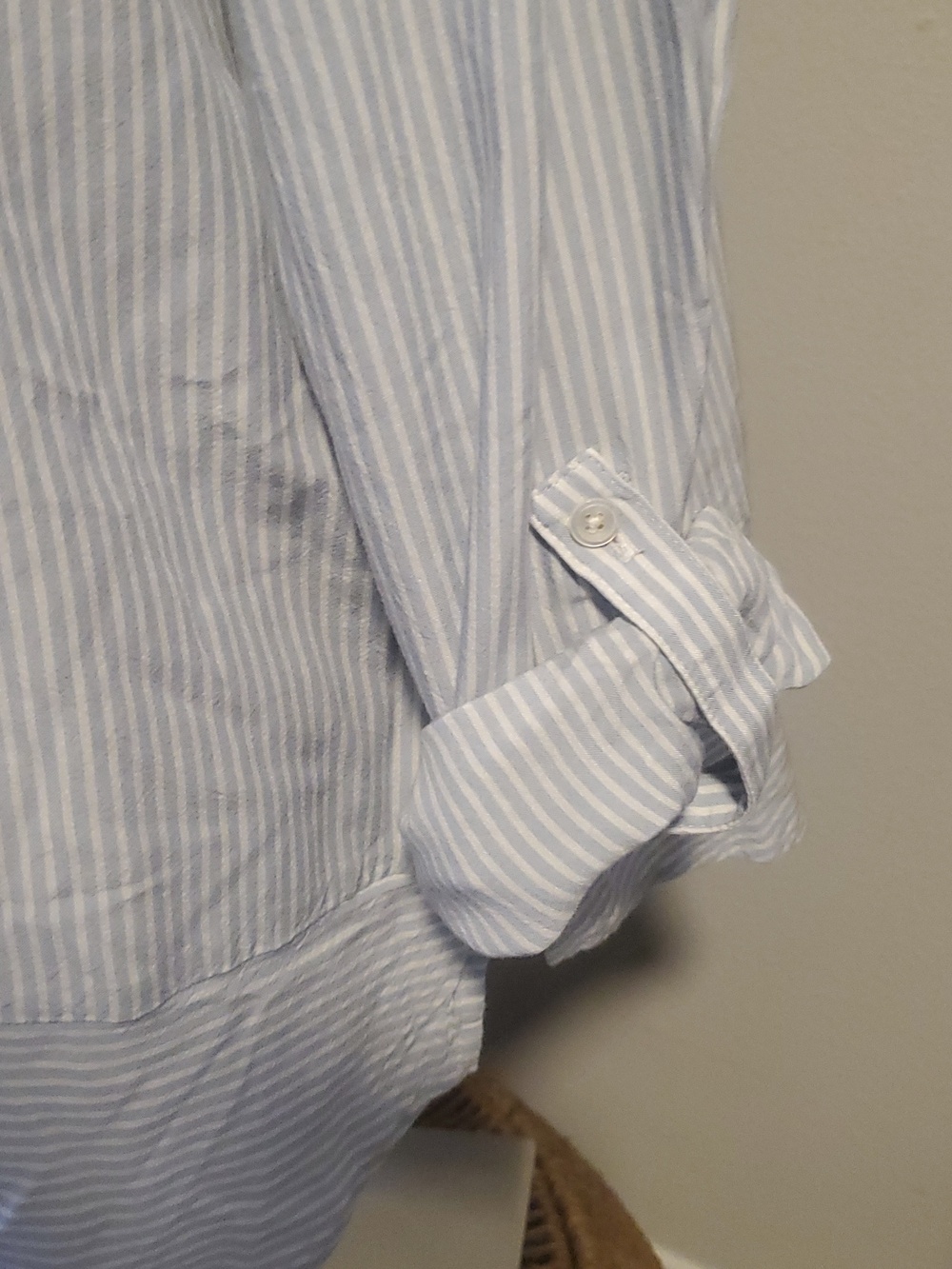 Westbound,  Light Blue & White Striped Pullover Shirtwes, Size L - Picture 3 of 8